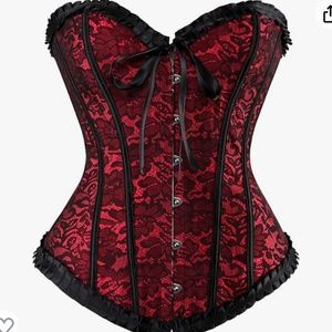 Back and Red Floral Corset